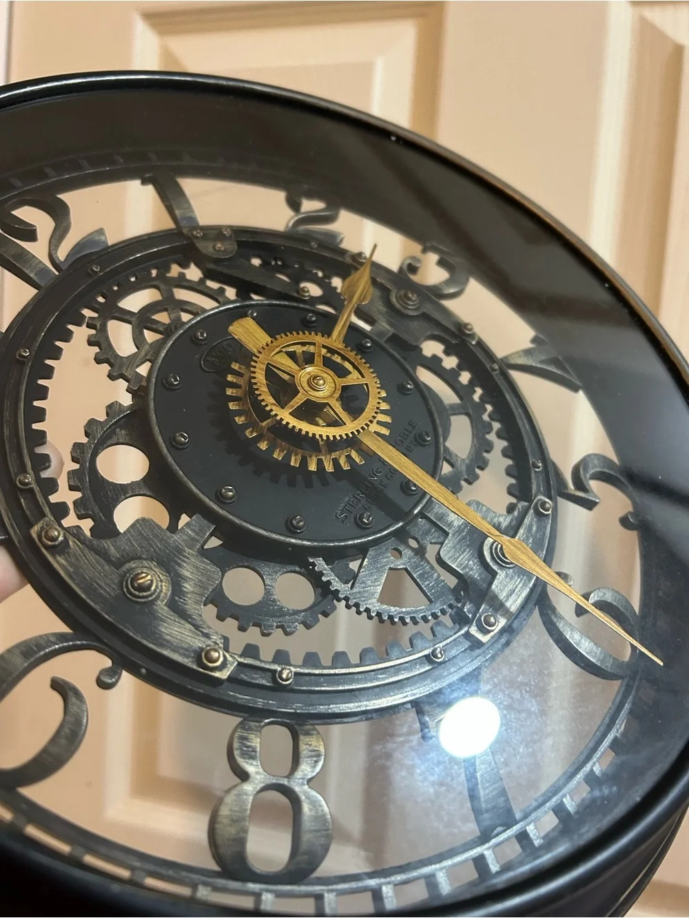 Black and Gold Gear-Style Wall Clock by